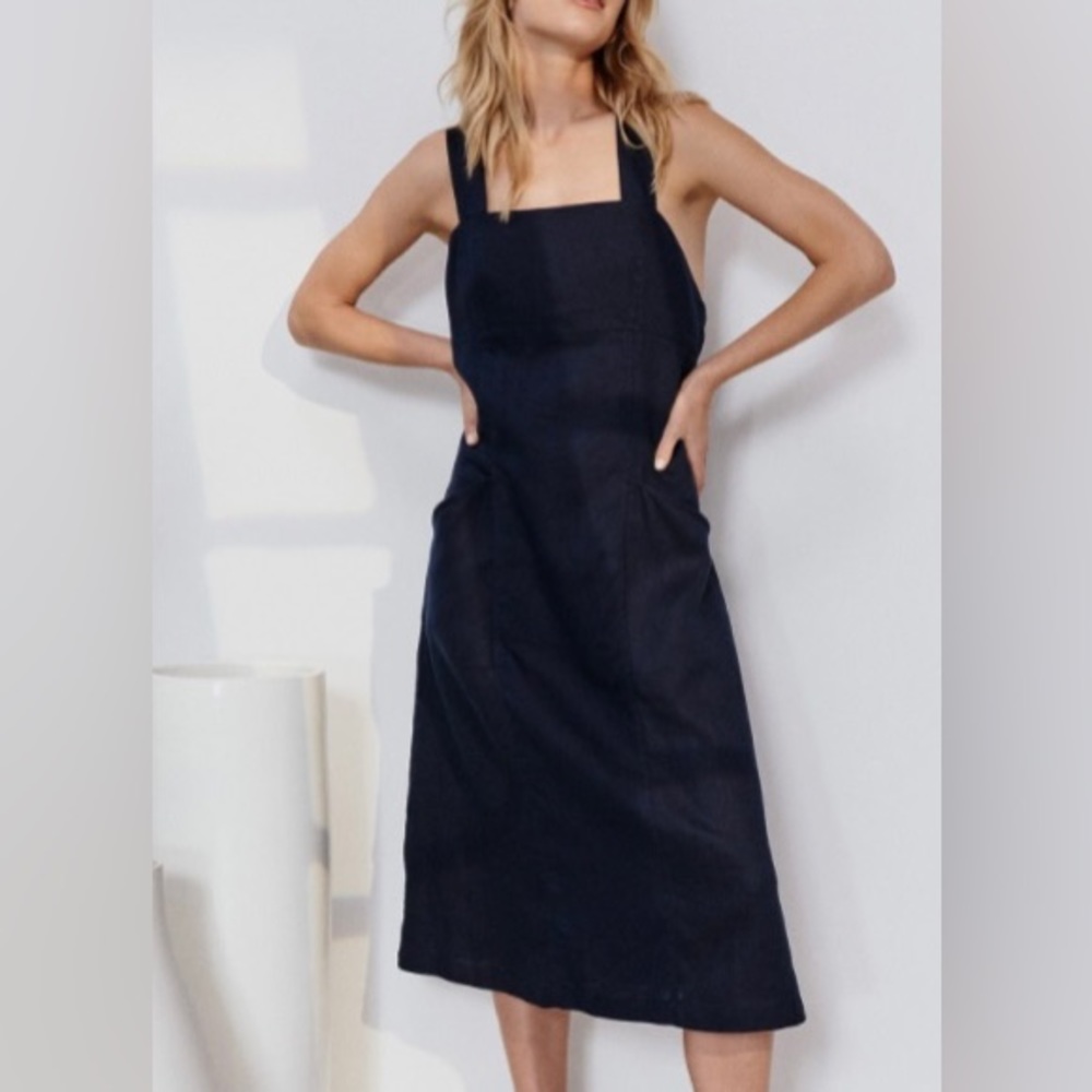 Lunya Woven Linen Dress Deep Blue